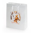 White matte laminated paper shopping bags hot stamped with 1 color