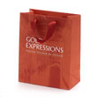 White matte laminted paper shopping bags printed with 3 colors with 100% in coverage and grosgrain handles