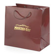 White hi gloss laminated paper shopping bags printed with 1 color with 100% ink coverage + 1 color hot stamp