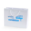 White matte laminated paper shopping bag hot stamped with 1 color